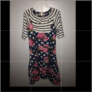 Nuggles Size 6 Floral Dress With Stripe Ruffle